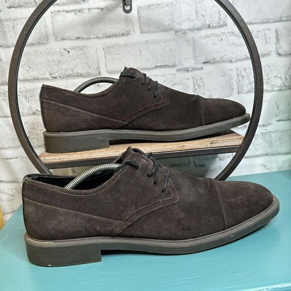 New Calvin Klein Upton Suede Oxfords Cap Toe Leather Dress Shoes Size 11 - Picture 1 of 6